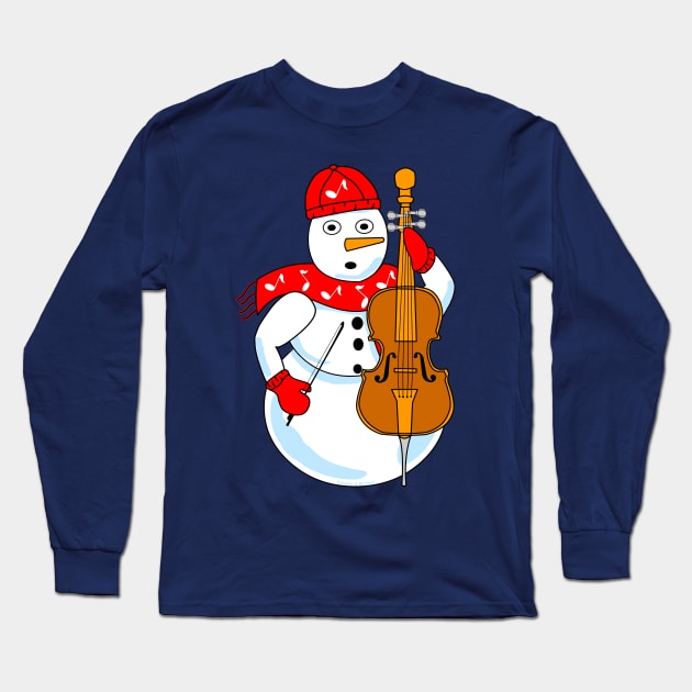 Cello Snowman Long Sleeve T-Shirt by Barthol Graphics